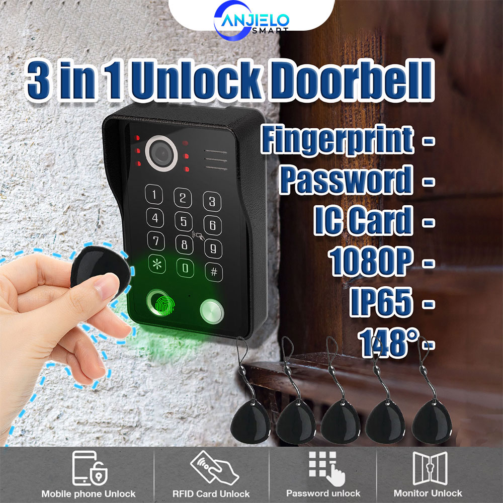 Smart Doorbell Wired - ANJIELO Parmak İzi IC Kart Şifresi